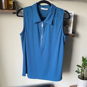 Teal Sleeveless Zip-Up Tank Top